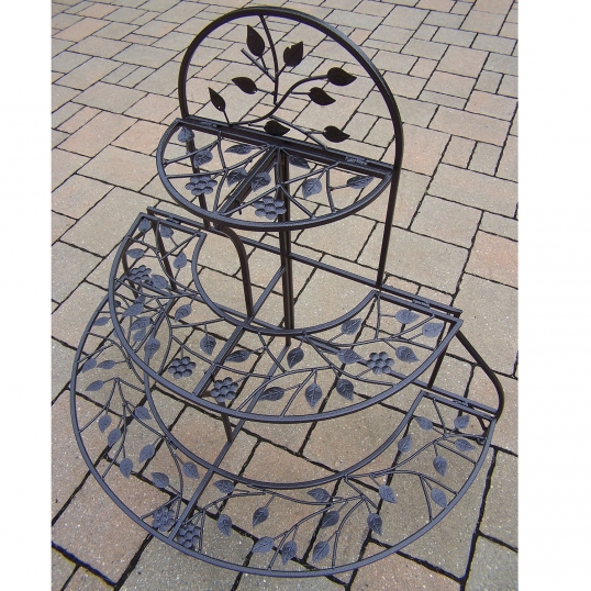 Hammer Tone Brown 3 Tier Foldable Plant Stand