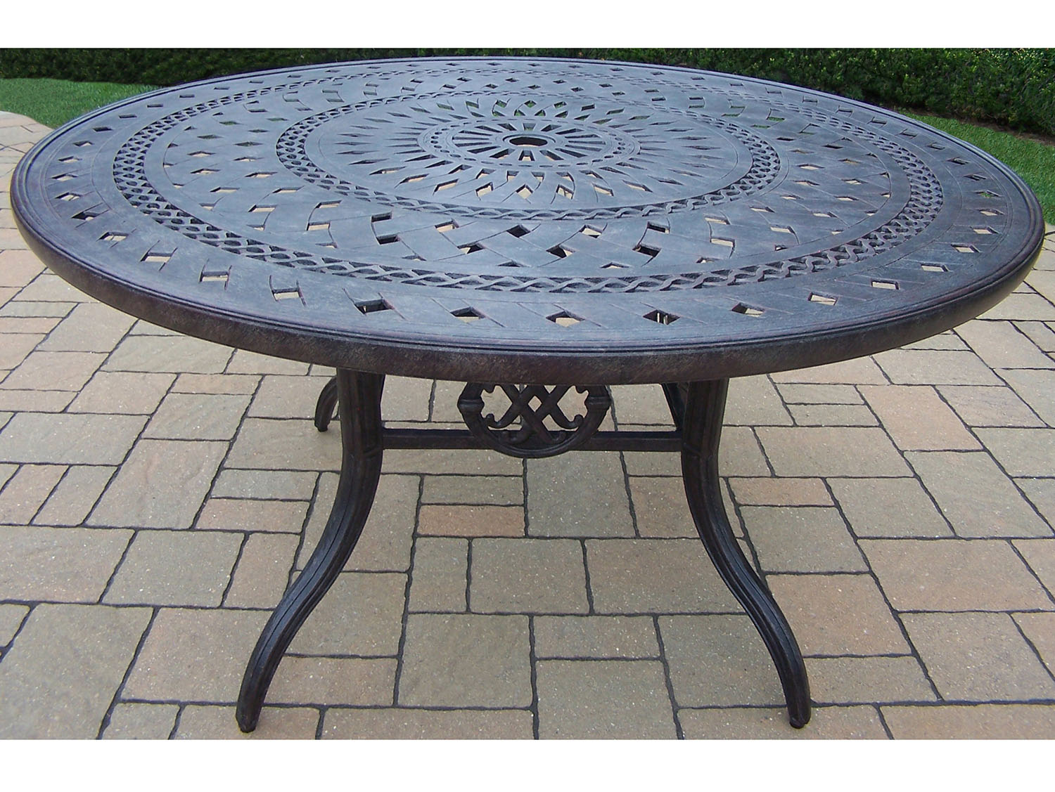 Aged Aluminum 54 Inch Round Dining Table