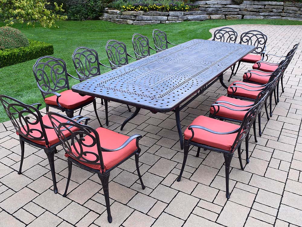 Berkley Aged 15pc Dining Set: 84-126 Inch Extendable Table