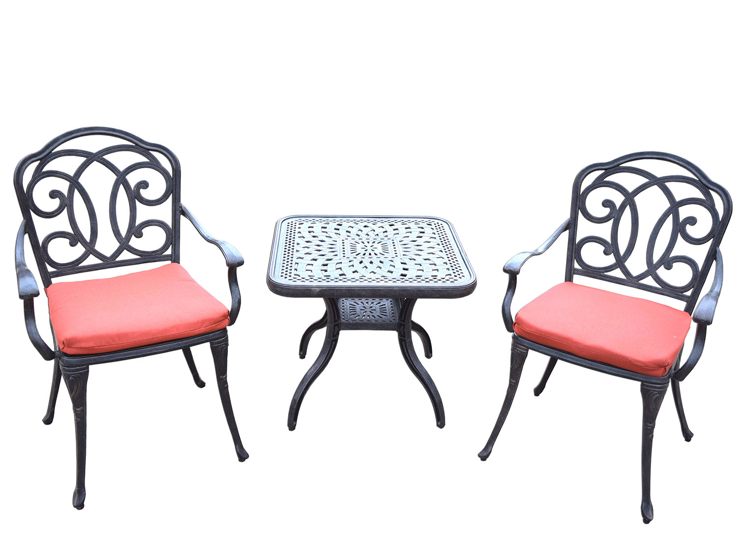 Berkley Aluminum Cushion Arm Chair 3pc Cafe Set
