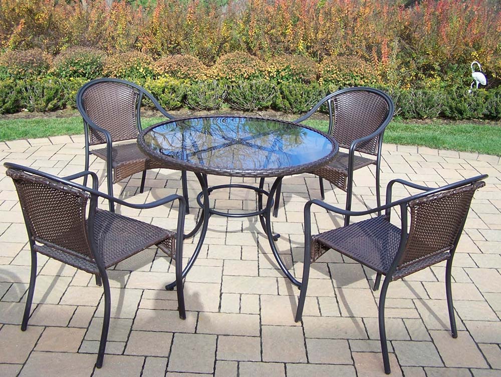 Elite Resin Wicker 5pc Dining Set w/ Arm Chairs