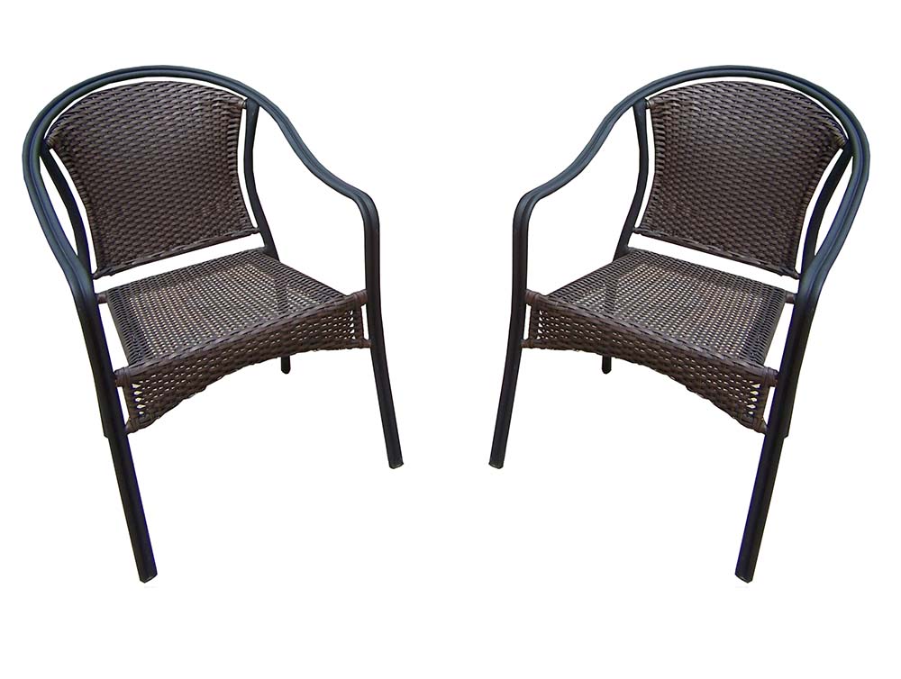 Tuscany Coffee Stackable Wicker Arm Chairs (set Of 2)