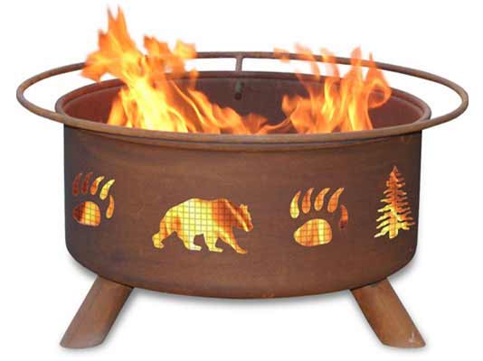Steel Bear And Trees Fire Pit