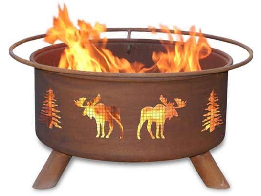 Steel Moose and Trees Fire Pit