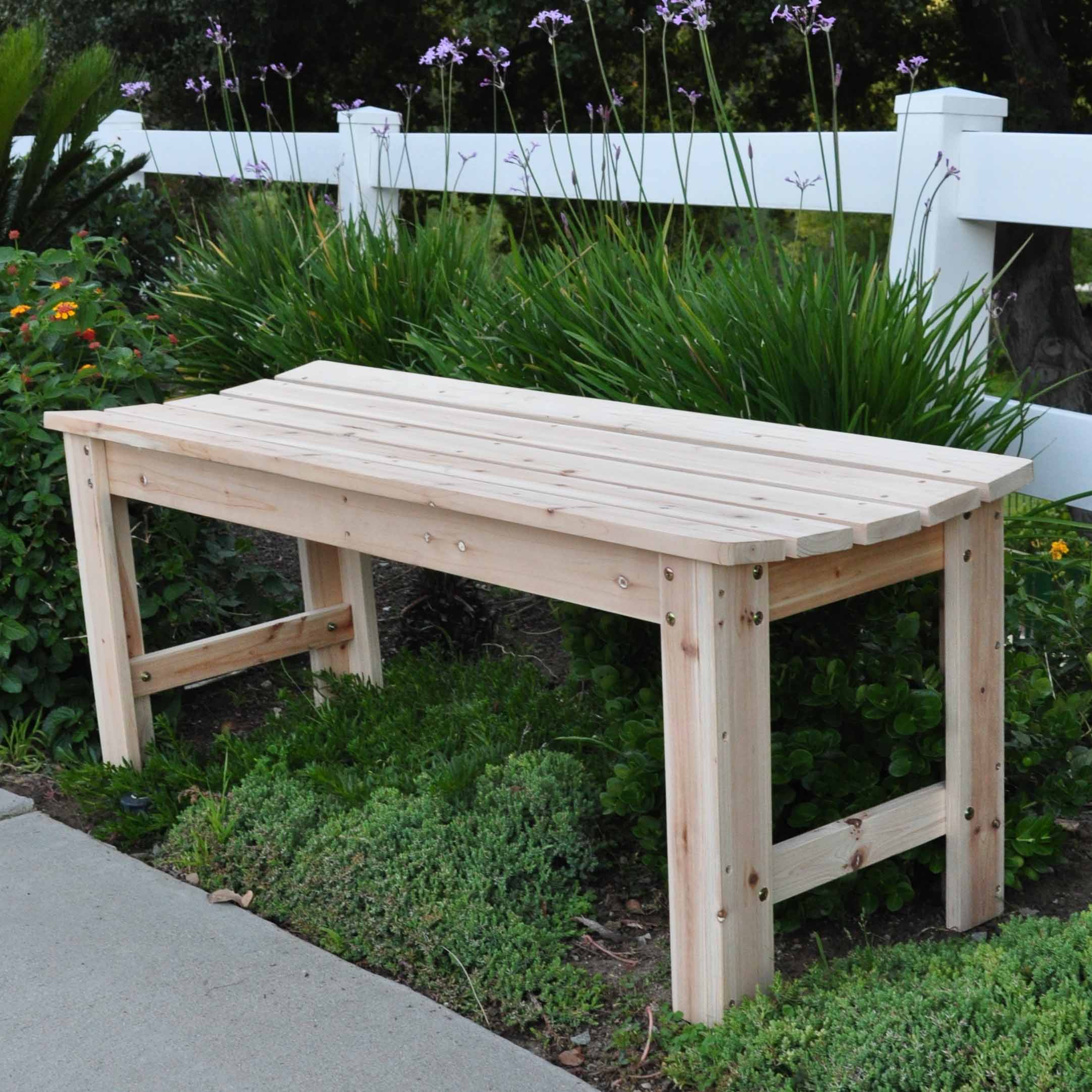 Cedar 4 Foot Backless Garden Bench