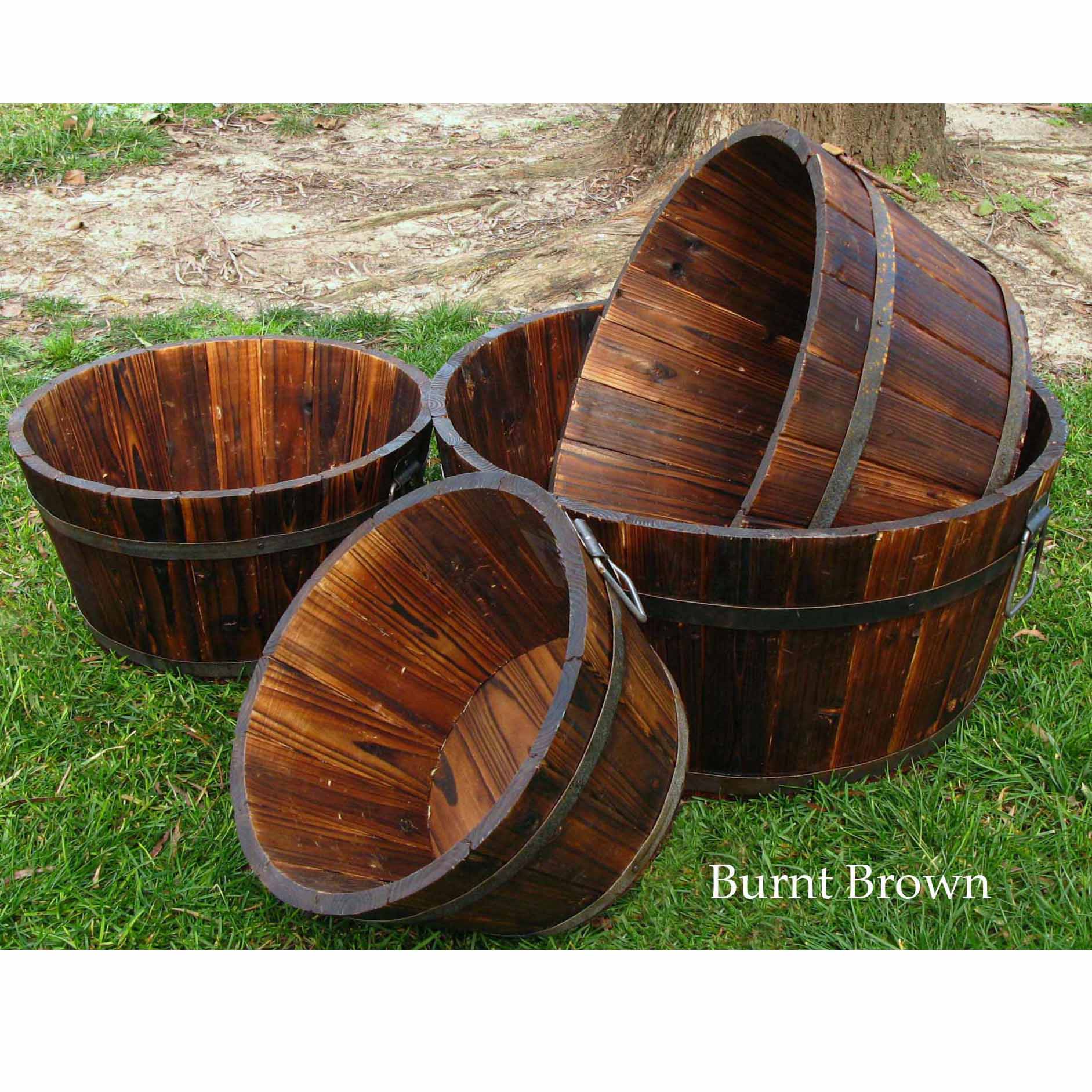 Round Shallow Cedar Barrels (set Of 4)