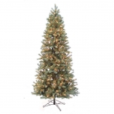 7.5 foot Douglas Fir Green Slim Christmas Tree: Clear Lights