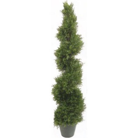 4.3 Foot Artificial Outdoor Pond Cypress Spiral Topiary: Potted
