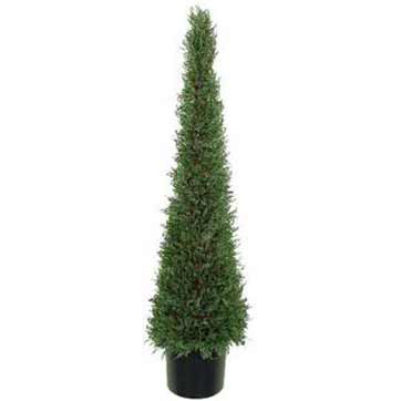 4 Foot Artificial Cypress Cone Tower Topiary Tree: Potted