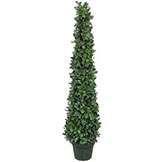 4 foot Artificial Tea Leaf Cone Tower Topiary Tree: Potted