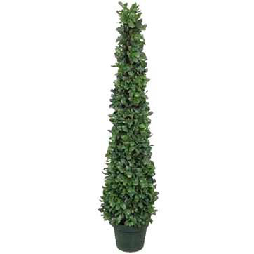 4 Foot Artificial Tea Leaf Cone Tower Topiary Tree: Potted