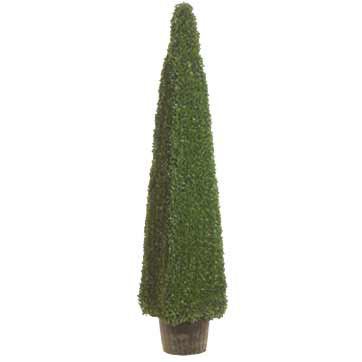 4.5 Foot Artificial Boxwood Pyramid Topiary Tree: Potted