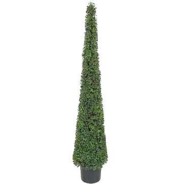 6 Foot Artificial Tea Leaf Cone Tower Topiary Tree: Potted