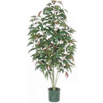 5 foot Artificial Red/Green Mango Tree: Potted