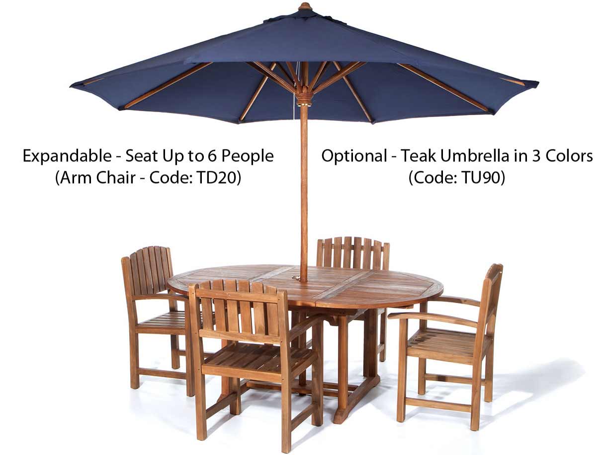 5pc. Oval Table Teak Dining Arm Chair Set