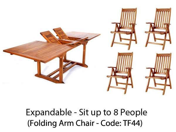 5pc. Rectangle Table Teak Folding Arm Chair Set - ATCTE9044 - Home Show your impeccable taste by bringing home this 5 sku ATCTE9044