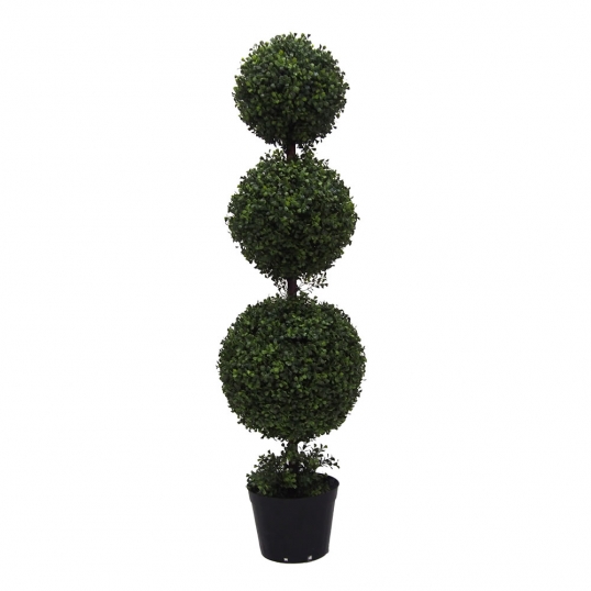 4 foot UV Protected Boxwood Triple Ball Topiary: Potted