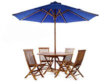 6pc. Teak Folding Table Set w/ Umbrella