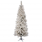 9.5 foot Flocked Pencil Pacific Pine: Clear Lights