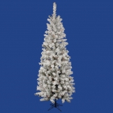 9.5 foot Flocked Pencil Pacific Pine: Multi-Colored LEDs