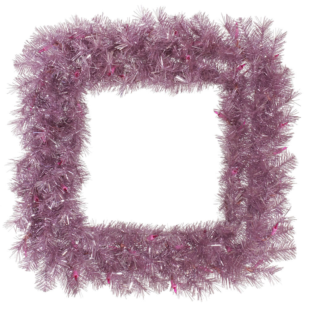 inch Orchid Pink Tinsel Square Wreath