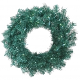5 foot Aqua Tinsel Wreath: Aqua LED Lights