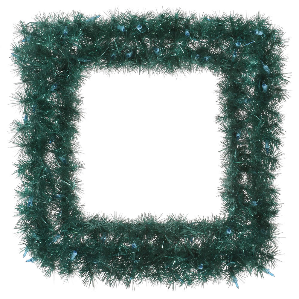 inch Aqua Tinsel Square Wreath