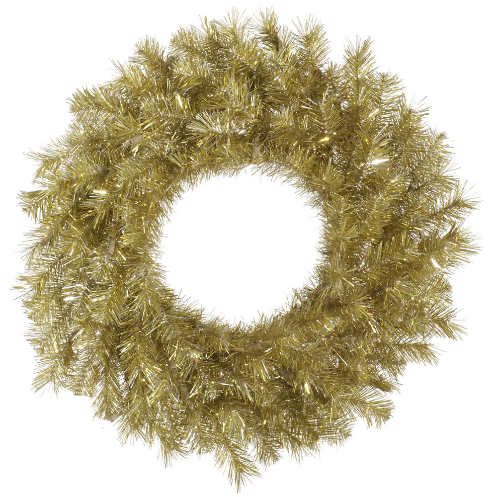 30 inch GoldSilver Tinsel Wreath Unlit A147730