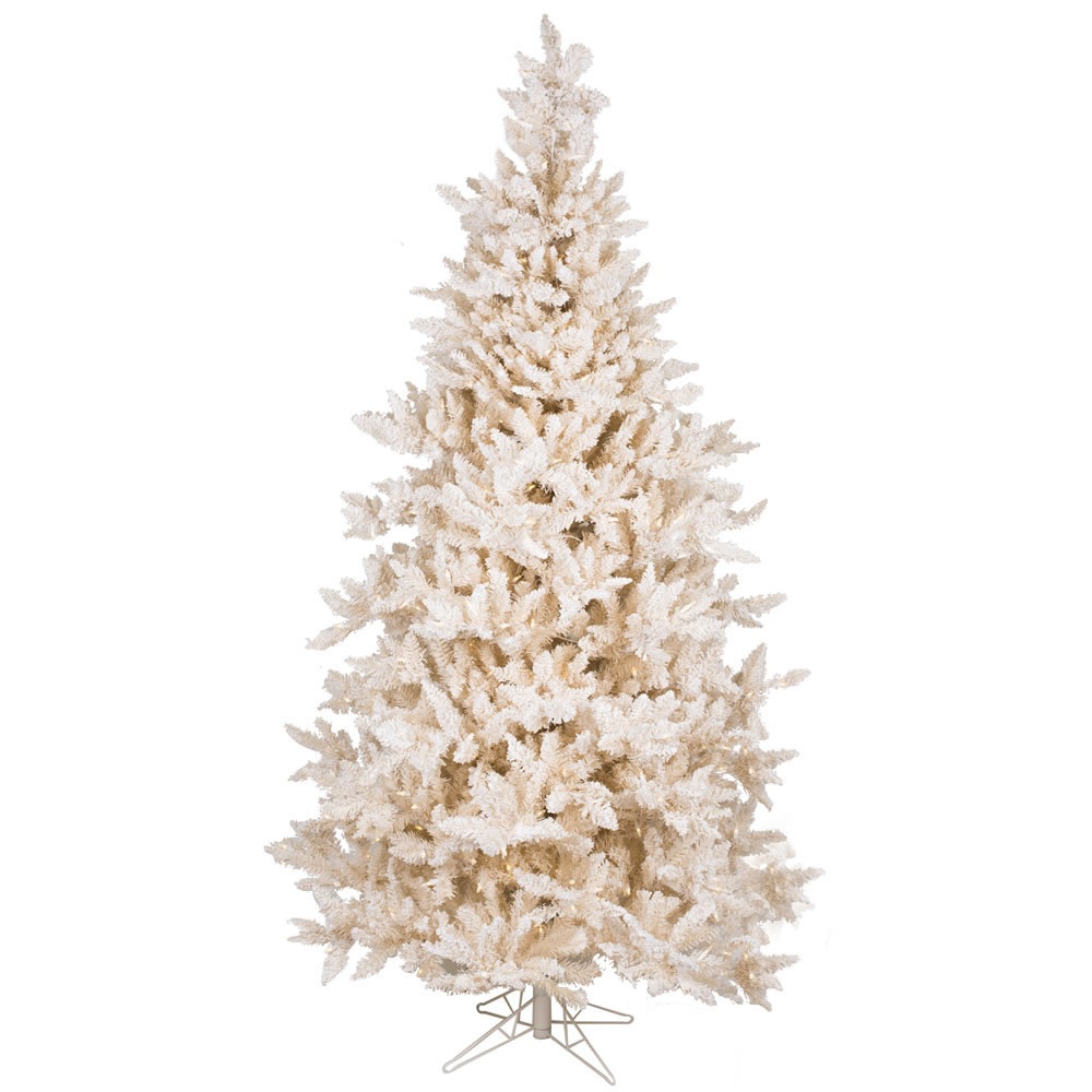 7.5 foot Flocked Vintage Fir Tree: Clear LED Lights