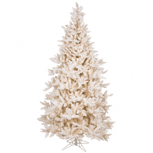 7.5 foot Flocked Vintage Fir Tree: Clear LED Lights
