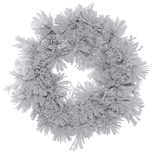36 inch Alberta Flocked Wreath: Unlit