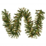 9 foot x 12 inch Mixed Country Pine Garland: Clear LEDs