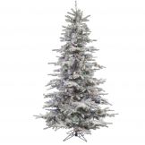 6.5 foot Flocked Sierra Fir Christmas Tree: Multi-Colored LEDs