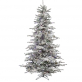 8.5 foot Flocked Sierra Fir Tree: Multi-Colored LEDs
