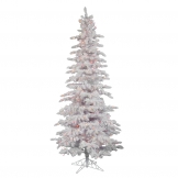 6.5 foot Flocked White Slim Tree: Multi-Colored LEDs