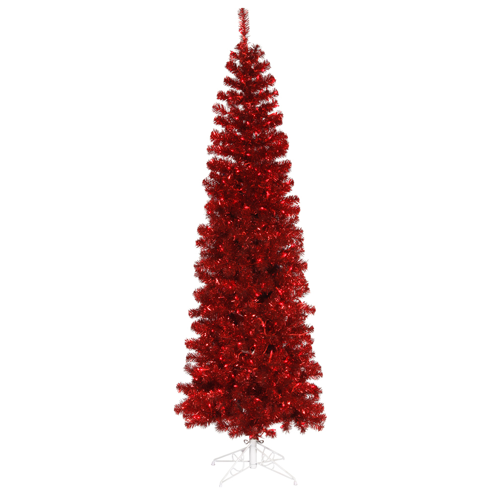 7.5 foot Red Pencil Tree: Red LED Lights | B163376LED