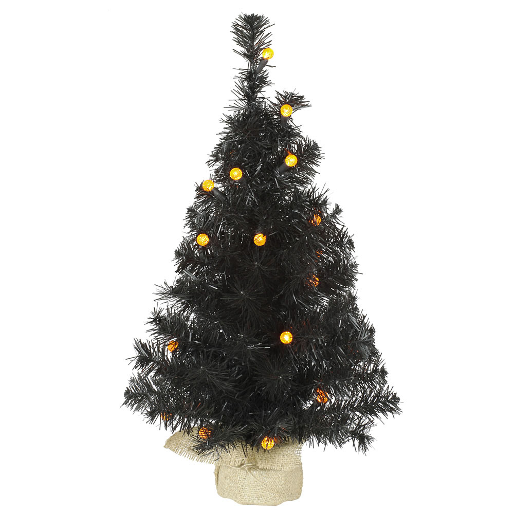 vickerman 24 inch Artificial Black Halloween Tree Orange G12 LEDs B138025
