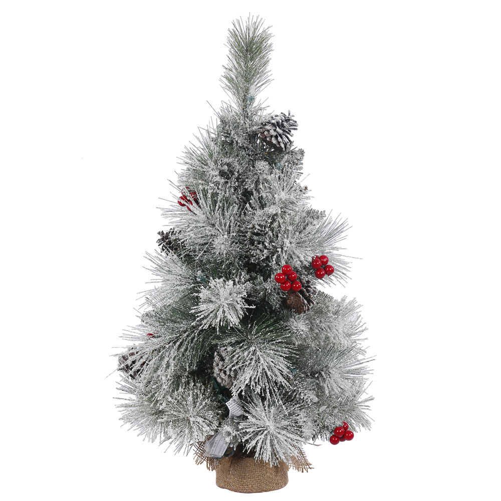 1.5 foot Frosted Mix Berry Tabletop Pine Tree: Unlit