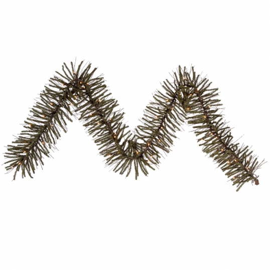 9 foot x 10 inch Vienna Twig Garland: Clear LEDs