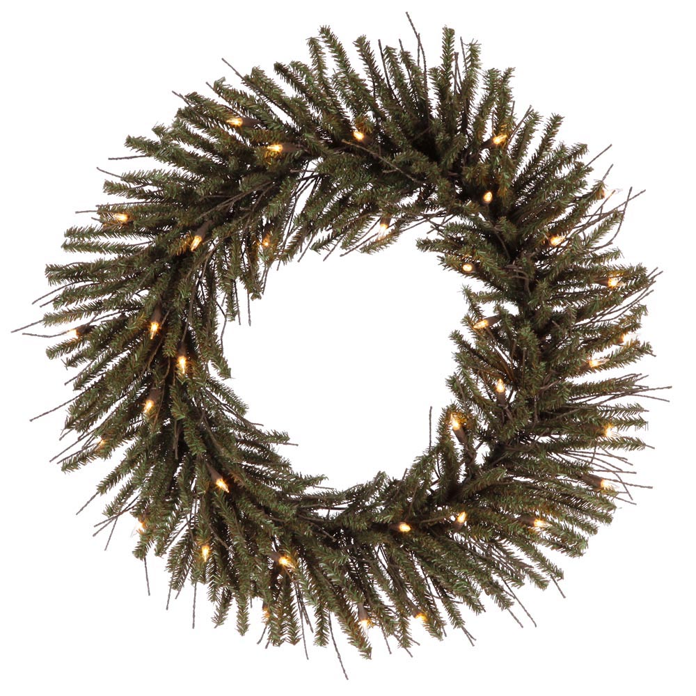 24 inch Vienna Twig Wreath: Clear LEDs