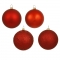 6 inch Red 4-Finish Ball Ornament: Set of 4