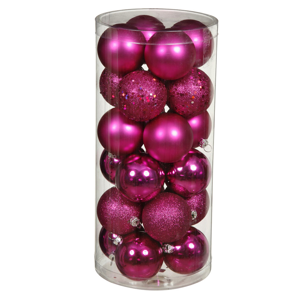 1.6 inch Magenta 4 Assorted Finish Ball Ornaments (Set of 96)