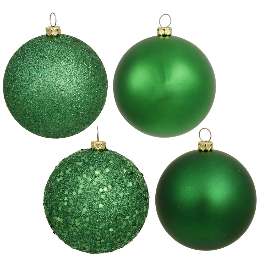 6 inch Green 4-Finish Ball Ornament: Set of 4