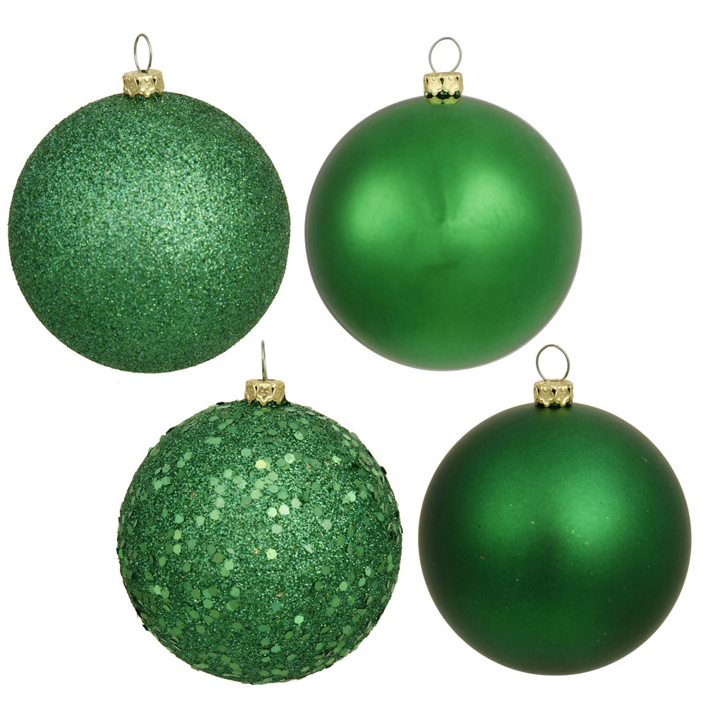 3 inch Christmas Green 4-Finish Ball Ornament: Set of 32