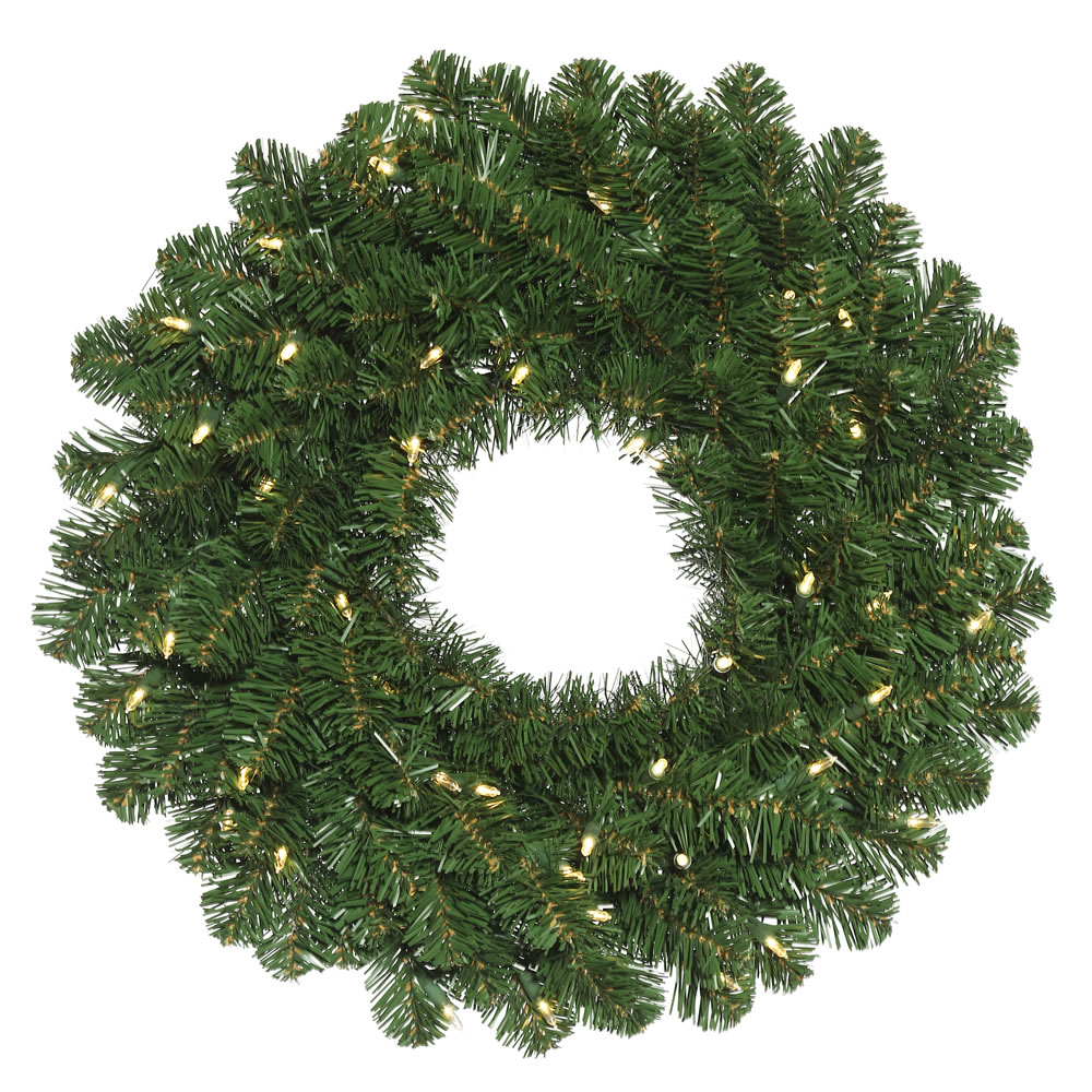 24 inch Oregon Fir Wreath: Clear LEDs