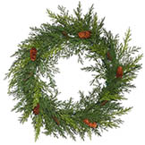 22 inch PE Prickly Pine Wreath with Cones