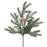 18 inch PE Frosted Hemlock & Boxwood Spray