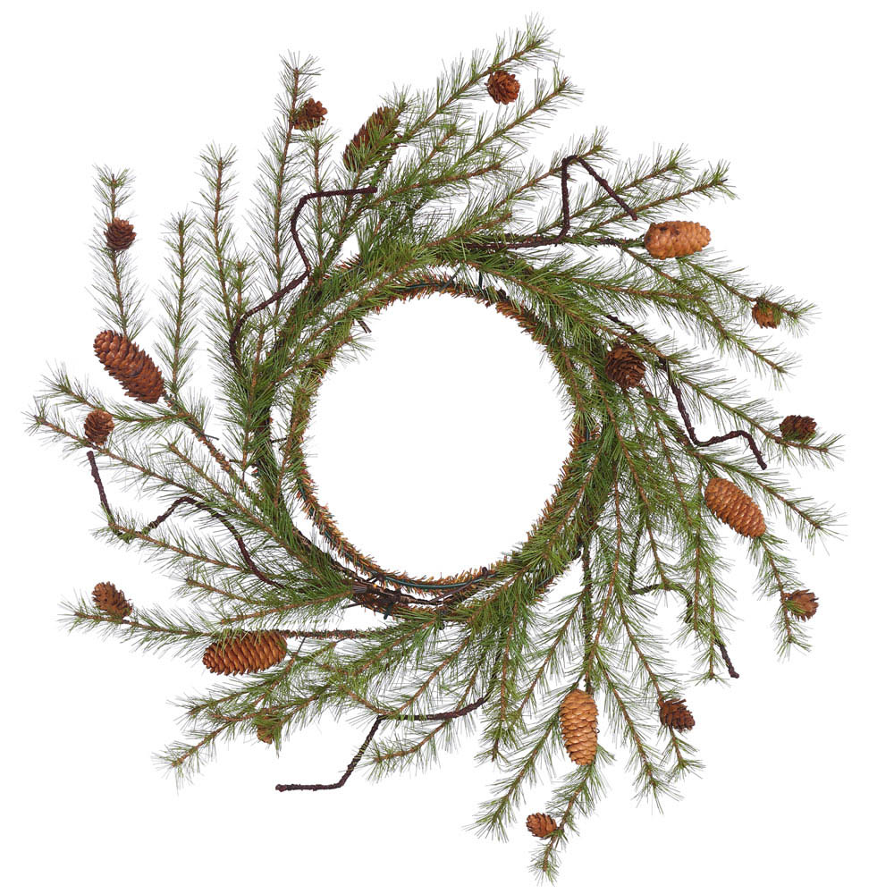 24 Inch River Pine Wreath With Cones