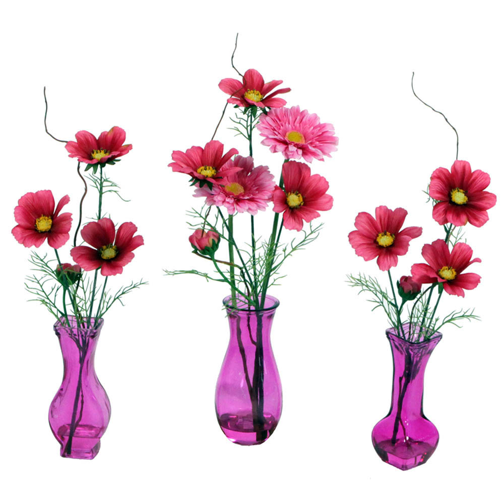21 Inch Hot Pink Floral Arrangement In Vase (set Of 3)