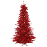 3 foot Tinsel Red Fir Tree: Unlit